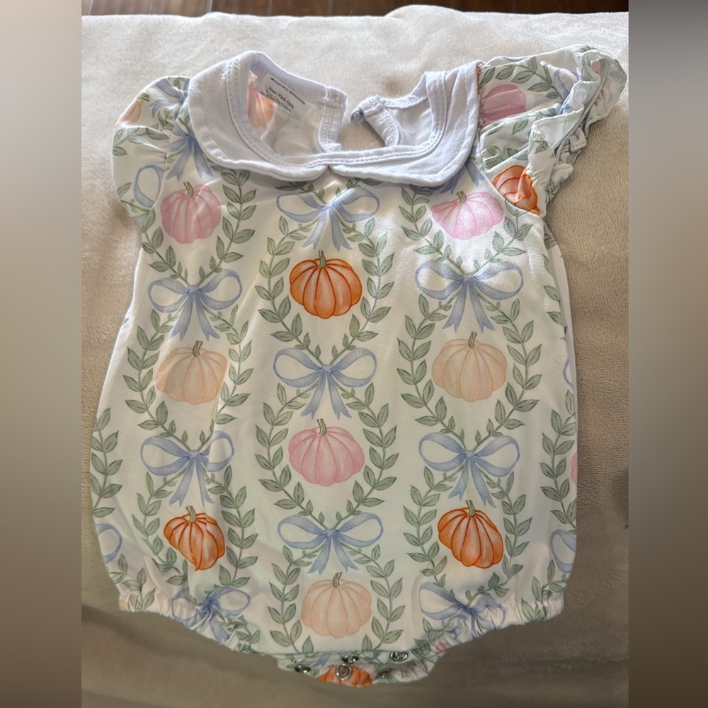 Pumpkin and Bow Baby Romper